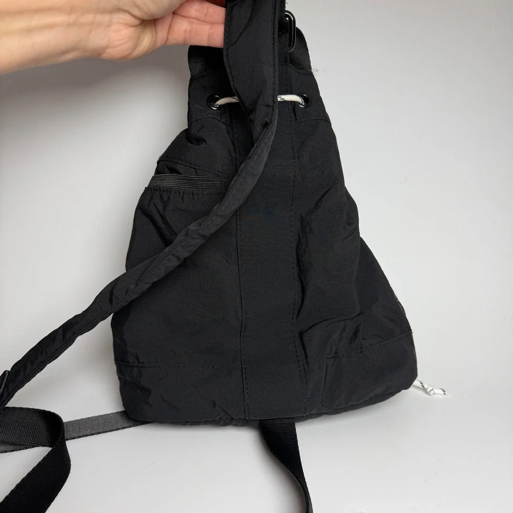 Athletic Works Women Sling Backpack Small Black Mesh Pockets Gym Outdoors Hiking